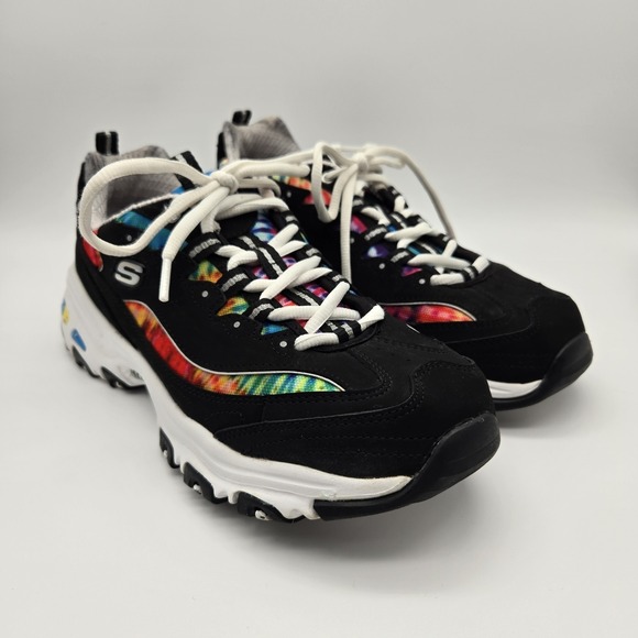 Skechers Shoes - Skechers Women's D'Lites Summer Fiesta Sneakers Size 10 Black Vibrant Rainbow